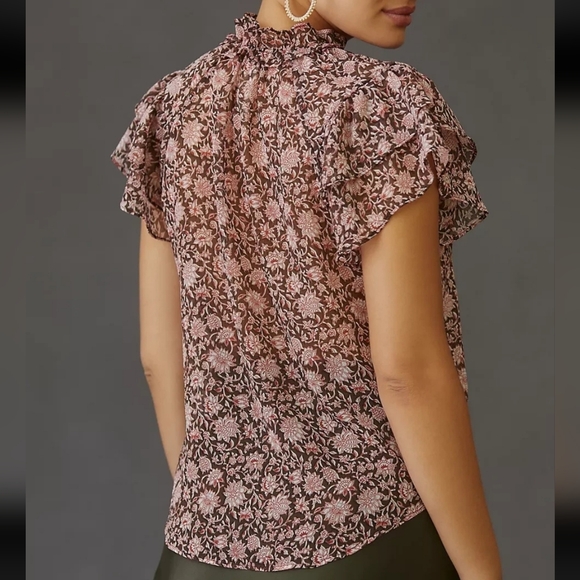 Anthropologie V-Neck Flutter-Sleeve Blouse size XL - Picture 12 of 12